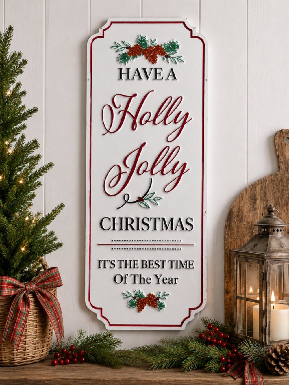 Have a Holly Jolly Christmas Metal Wall Sign 20.5" Farmhouse Decor NWT